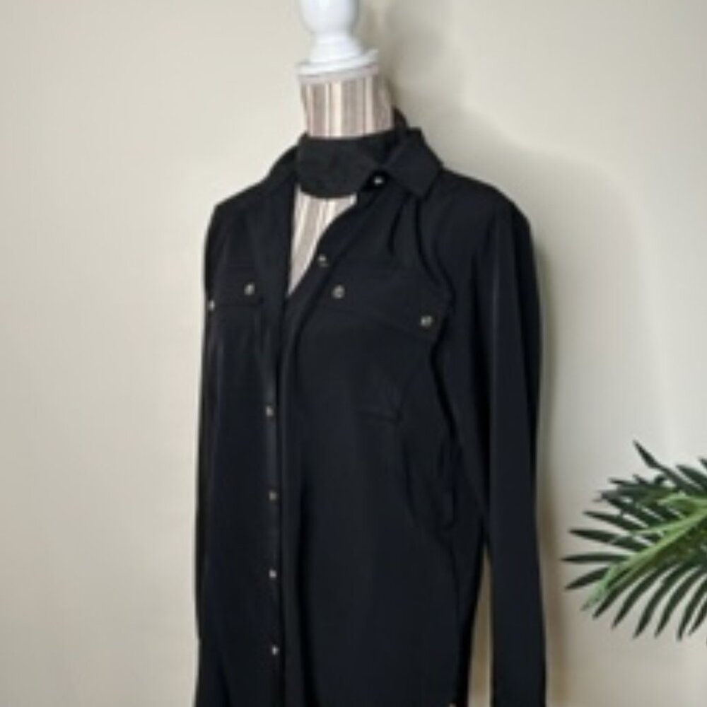 NEW Karl Lagerfeld Paris Womens Small Black Blouse